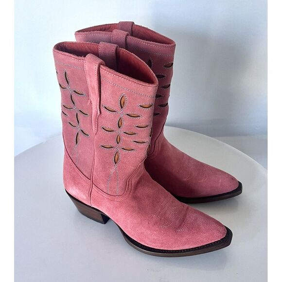 PLANET COWBOY X Anthropologie $475 Pee-wee Leather Western Cowgirl Boots Pink - Picture 7 of 14